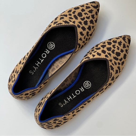 Rothy’s The Point Leopard Print Flats Size 7.5 Retired Style - Picture 1 of 12